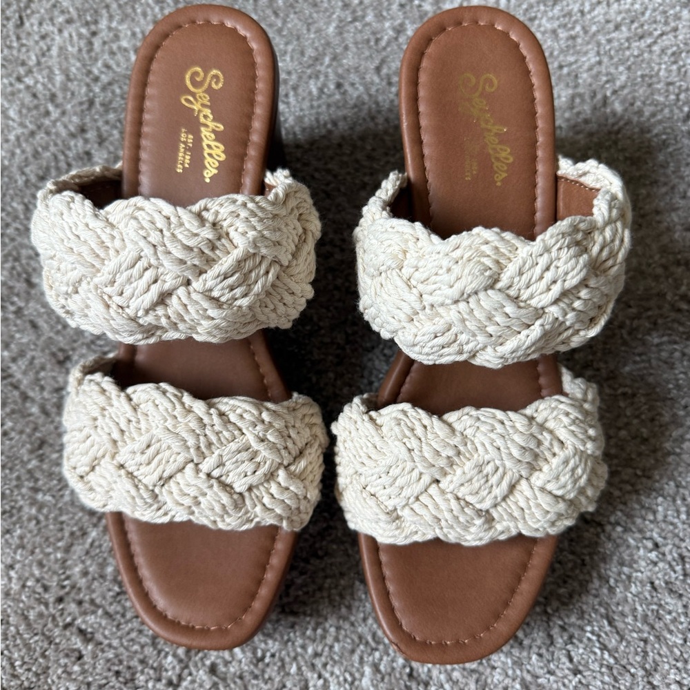 Seychelles Cream and Brown Braided Sandals